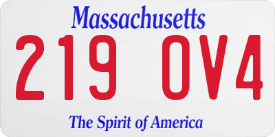 MA license plate 219OV4