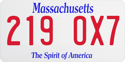 MA license plate 219OX7