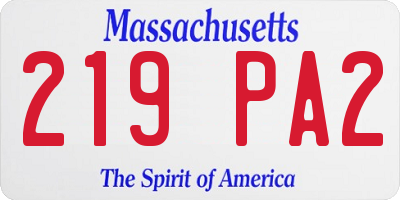 MA license plate 219PA2