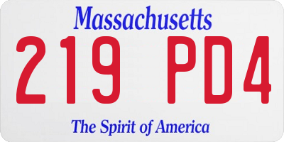 MA license plate 219PD4
