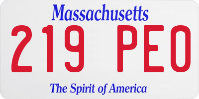 MA license plate 219PE0