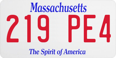 MA license plate 219PE4