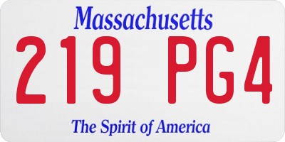 MA license plate 219PG4