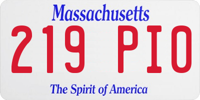 MA license plate 219PI0