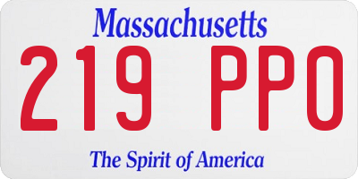 MA license plate 219PP0