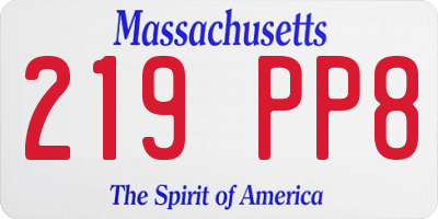 MA license plate 219PP8