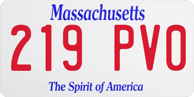 MA license plate 219PV0