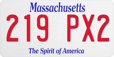 MA license plate 219PX2