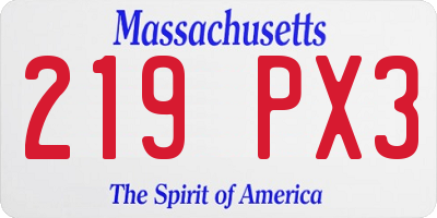 MA license plate 219PX3