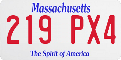 MA license plate 219PX4