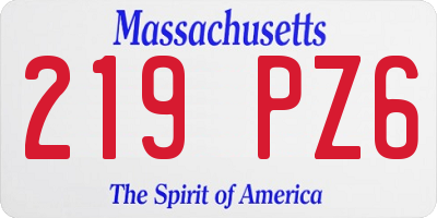 MA license plate 219PZ6