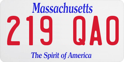 MA license plate 219QA0