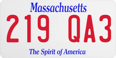 MA license plate 219QA3