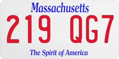 MA license plate 219QG7