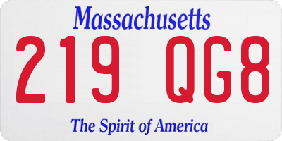 MA license plate 219QG8