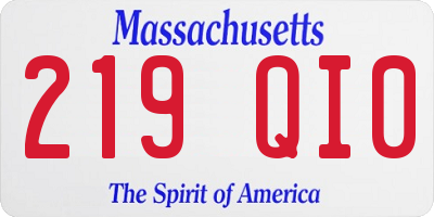 MA license plate 219QI0
