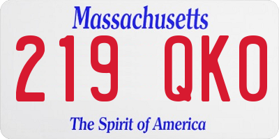 MA license plate 219QK0