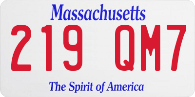 MA license plate 219QM7