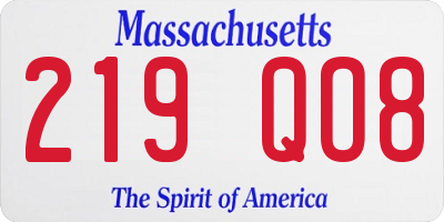 MA license plate 219QO8