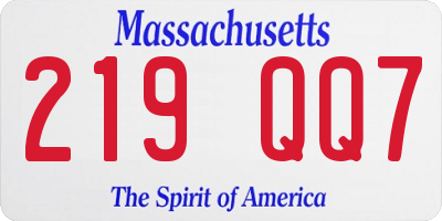MA license plate 219QQ7