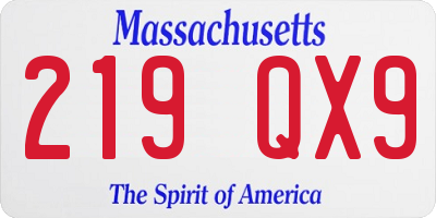 MA license plate 219QX9
