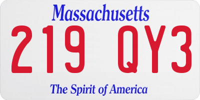 MA license plate 219QY3