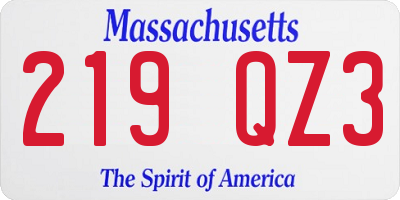 MA license plate 219QZ3