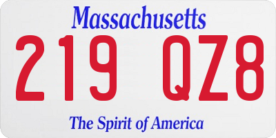 MA license plate 219QZ8