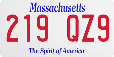 MA license plate 219QZ9