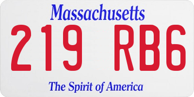MA license plate 219RB6