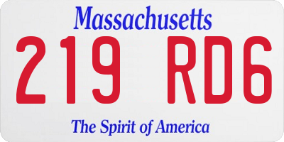 MA license plate 219RD6
