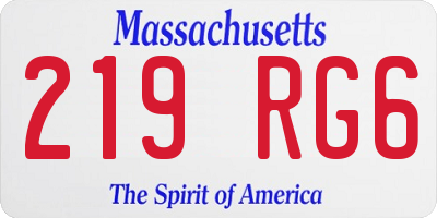 MA license plate 219RG6