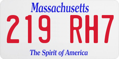 MA license plate 219RH7