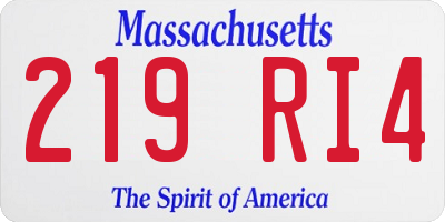 MA license plate 219RI4