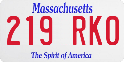 MA license plate 219RK0