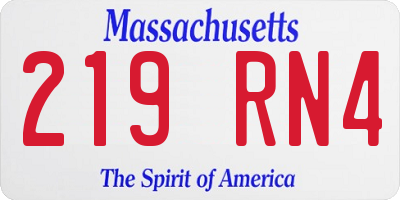 MA license plate 219RN4