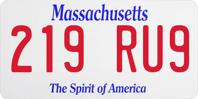 MA license plate 219RU9