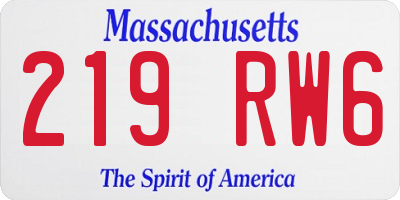MA license plate 219RW6