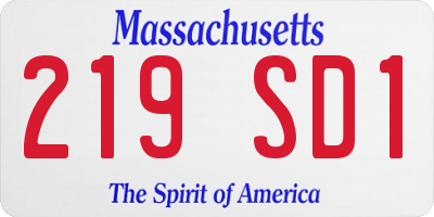MA license plate 219SD1