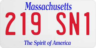 MA license plate 219SN1