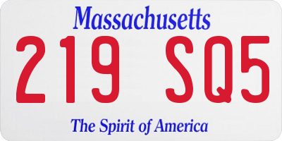 MA license plate 219SQ5