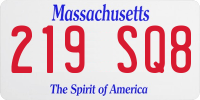 MA license plate 219SQ8