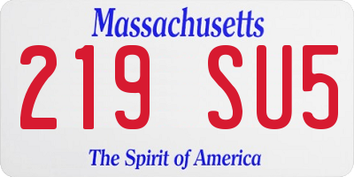 MA license plate 219SU5