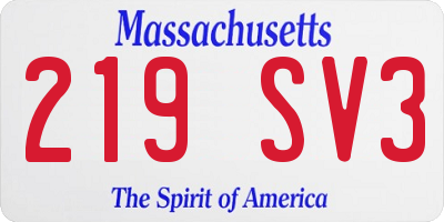 MA license plate 219SV3