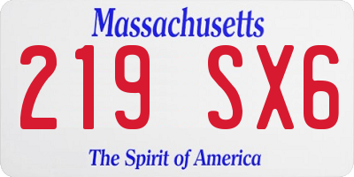 MA license plate 219SX6