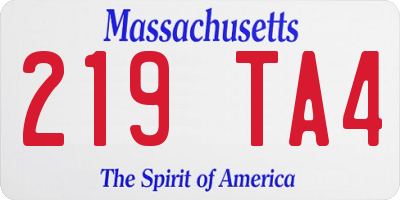 MA license plate 219TA4