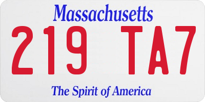 MA license plate 219TA7