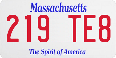 MA license plate 219TE8