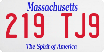 MA license plate 219TJ9