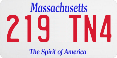 MA license plate 219TN4
